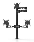 Ergonomic accessory - triple monitor arm in black. Can hold up to 3 display screens.