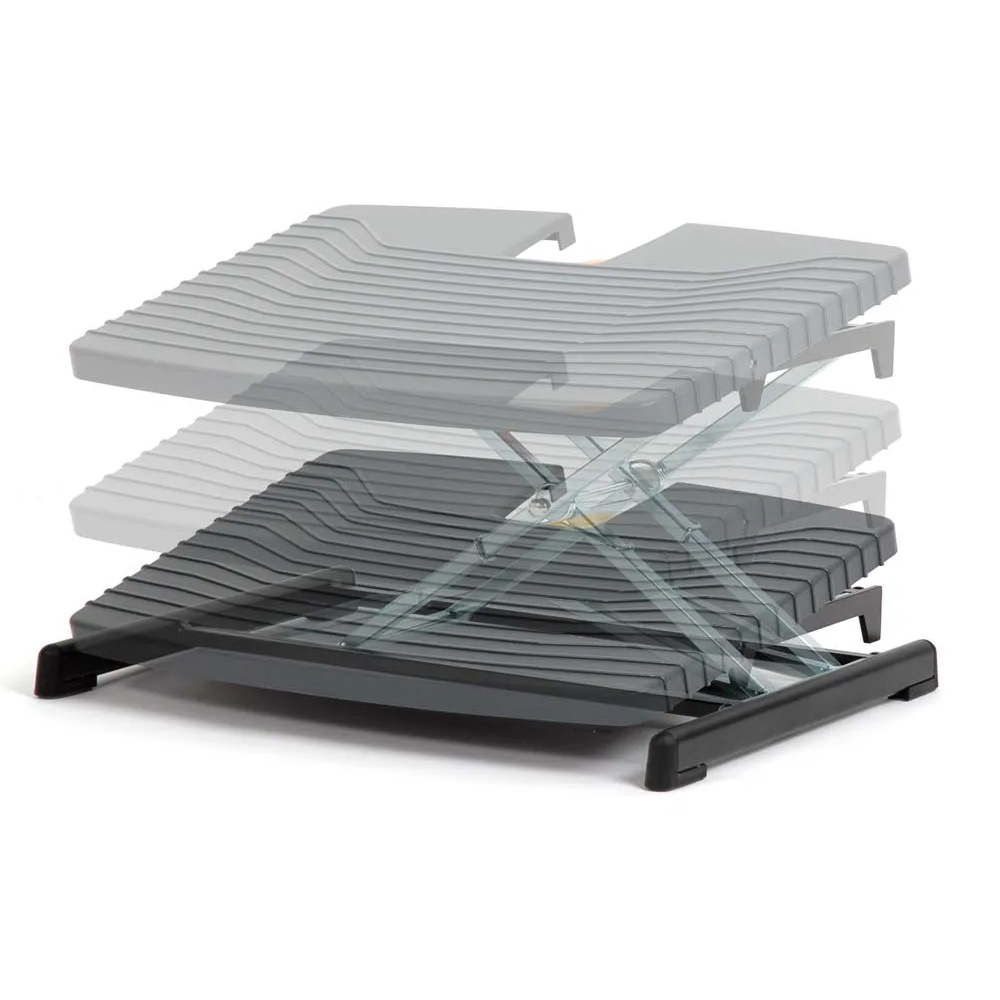 Ergonomic Score PRO Footrest showing adjustable height levels