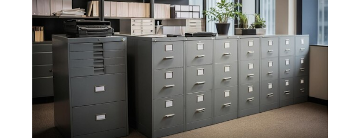 Grey confidential office storage