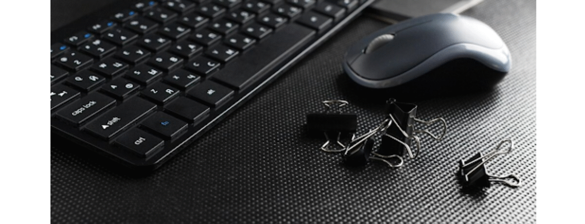 ergonomic mouse and keyboard with paper clips