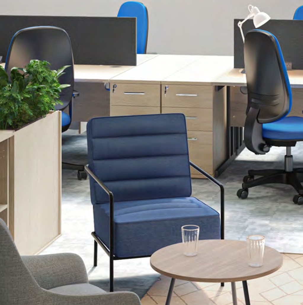 Desk high, 3 drawer pedestal in office setting