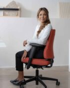 High Back Ergonomic Chair. With generous high back and comfortable seat. Adjustable features include headrest, coat hanger and arms.