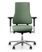 Flokk RH Axia 2.4 Ergonomic Office Chair with extra high back, extra thick cushion. Responsive tilt mechanism and adjustable features. Front View.