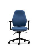 Front view - Ergonomic Task Chair - Orthopaedica 100 Series by Senator Torasen. Finished in a Blue upholstery. High back with optional arms and mechanism.