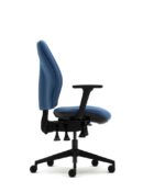 Side view - Senator Torasen Orthopaedica 200 series Range. Task chair with height adjustable arms. Fully upholstered in a blue fabric, independent or synchro mech, optional ergonomic features.