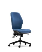 Torasen Orthopaedica 200 Series task chair without arms. Fully upholstered in a Era dark blue fabric, independent or synchro mech, optional ergonomic features including lumbar and thoracic support, arms, seat slide and airflow seat.