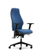 Ergonomic Task Chair with height adjustable arms - Senator Torasen Orthopaedica 300 Series Range. Finished in an era fabric upholstery and black components. Choose between an independent or synchro mechanism.